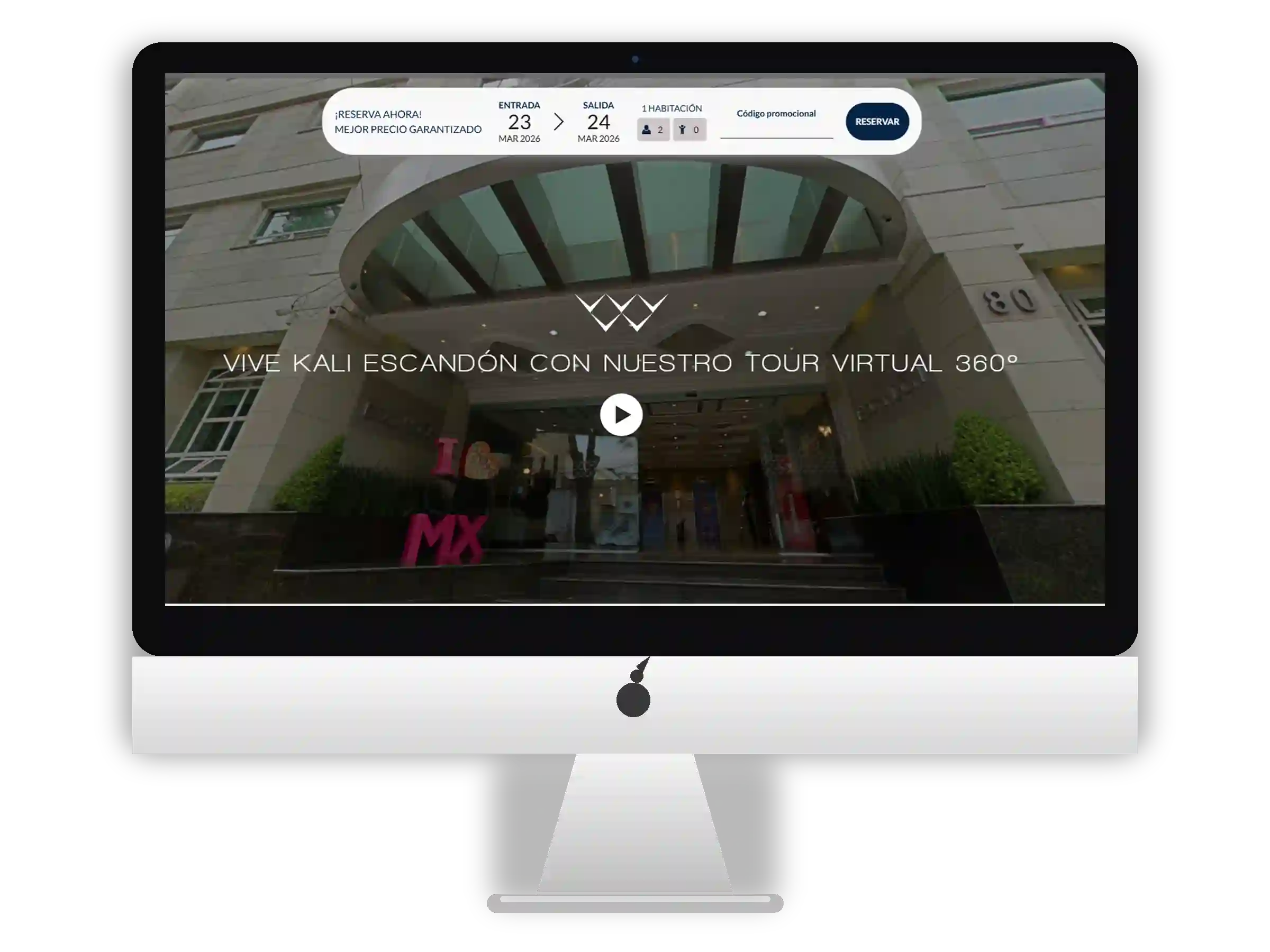 Section view of the Kali Hotels website.